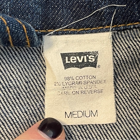 Levi’s Red Tab Jean Jacket Dark Wash Blue Stretch Denim - Picture 12 of 14